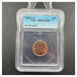 1982-D Lincoln Cent - Graded MS66