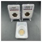 3 Different Presidential $1 Coins - NGC Graded