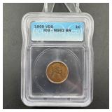 1909 VDB Lincoln Cent - Graded MS62