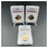 3 NGC Graded Presidential $1 Coins