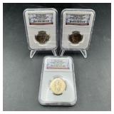 3 NGC Graded Presidential $1 Coins