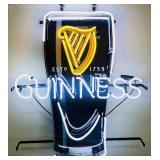 Guinness Harp Irish Beer Real Glass Neon Sign; Mea