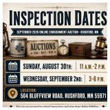 Inspection Dates: Sunday, August 30th: 11 A.m.-2p.