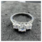 Clear Stone Silver-Tone Ring - Size 8 1/4