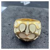 Coach Gold-Tone & Cream Ring