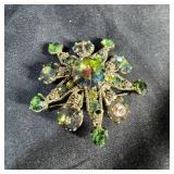 Vintage Rhinestone Floral Design Brooch
