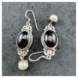 Sterling Silver Purple Amethyst & Pearl Earrings ï¿½