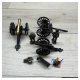 Three Cast Iron Cannons, Cannonball Carrier & Sold