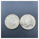 Two 1964 Silver Kennedy Half Dollars
