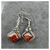 Sterling Silver Amber Earrings ï¿½ 8.2 Grams ï¿½ Appro