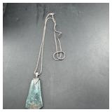 Sterling Silver Green Pendant Necklace ï¿½ 7.5 Grams