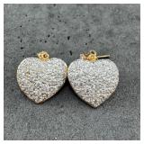 Sterling Silver Cz Heart Earrings ï¿½ 6.8 Grams ï¿½ Ap