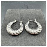 Sterling Silver Hoop Earrings ï¿½ 9.4 Grams ï¿½ Approx