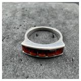Sterling Silver Garnet Ring ï¿½ 0.3 Grams ï¿½ Approx.