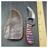 4 In. Mini Hunting Knife With Leather Sheath
