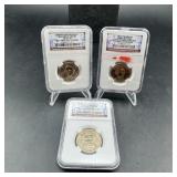 3 NGC Graded Presidential $1 Coins