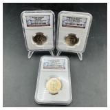 3 NGC Graded Presidential $1 Coins