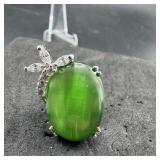 Large Green Stone Ring - Size 6 1/4