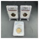3 Different Presidential $1 Coins - NGC Graded