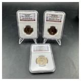 3 Different Presidential $1 Coins - NGC Graded