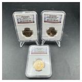 3 Different Presidential $1 Coins - NGC Graded