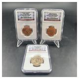 3 Different Presidential $1 Coins - NGC Graded