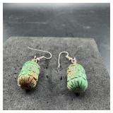 Sterling Silver Green Stone Earrings ï¿½ Weight Not