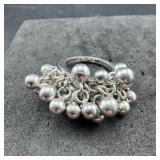 Sterling Silver Beads Modernist Ring ï¿½ 12.9 Grams