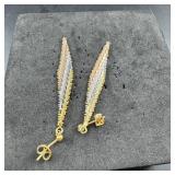 Sterling Silver Tri-Color Earrings ï¿½ 7.9 Grams ï¿½ A