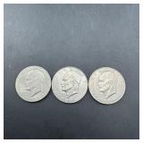Lot of 3 Eisenhower Dollars ï¿½ 1971, 1971 & 1974-D