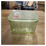 Green Depression Glass Dish with Lid ï¿½ Approx. 6 x