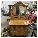 Antique Curved-Drawer Dresser with Mirror ï¿½ 37 x 3