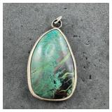 Sterling Silver Green Stone Pendant ï¿½ Weight Not L