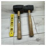 Two 32 oz Rubber Mallets & Level