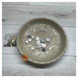Collectible Plate with Pocket Change, Money & Pins