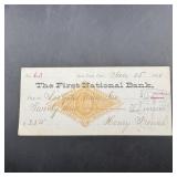 1881 First National Bank Paper Currency Note