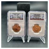 2 Graded Presidential $1 Coins
