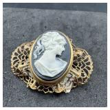 Cameo Locket Brooch