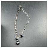 Sterling Silver Black Onyx Necklace ï¿½ 17.4 Grams ï¿½
