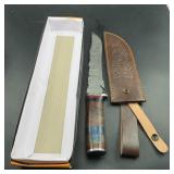 Approx. 14 in. Bowie Knife with Leather Sheath