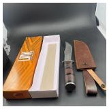 Approx. 14 in. Bowie Knife with Leather Sheath