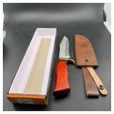 Approx. 14 in. Bowie Knife with Leather Sheath