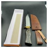 Approx. 14 in. Bowie Knife with Leather Sheath
