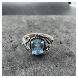 Sterling Silver Blue Topaz Ring ï¿½ 3.4 Grams ï¿½ Appr