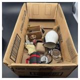 Box of Misc. Watches, Graniteware & Miniature Item