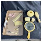 Vintage Cream-Colored Celluloid Vanity & Dresser S