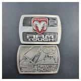 Two Vintage Belt Buckles ï¿½ Ram & Caterpillar