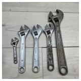 Five Crescent Wrenches ï¿½ Various Sizes
