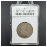 1873-CC Seated Liberty Half Dollar - Soap Box - Gr