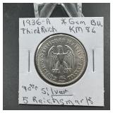 1936-A Third Reich Germany Silver Coin